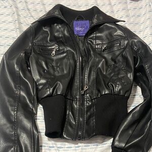 Black Leather Jacket Miley Cyrus x Max Azria